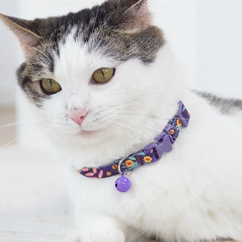 Cat Collar with Bell Adjustable Safety Pet Collar Colorful Bell Ring Necklace for Cat Kittens Puppy Small Dog Pet Accessories 2