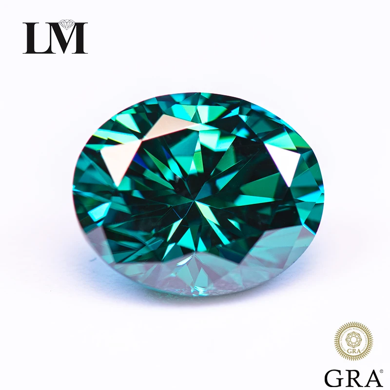 

Moissanite Stone Oval Cut Emerald Green Primary Color Lab Grown Gemstone for Charms DIY Jewelry Making with GRA Certificate