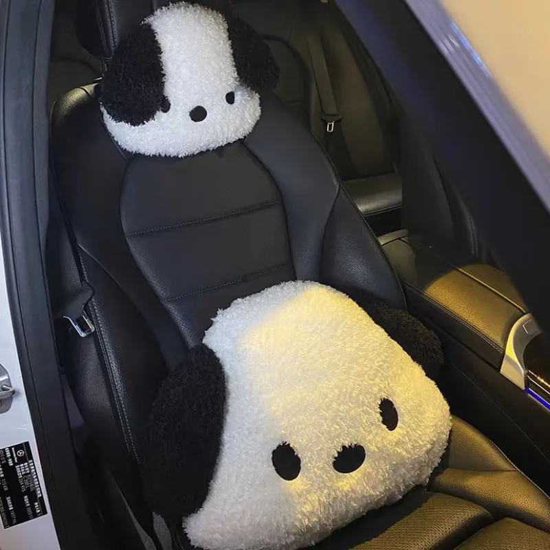Cartoon Dog Car Seat Headrest Waist Pillow Cute Travel Universal Neck Pillow Car Interior Accessories Neck Support Cushion