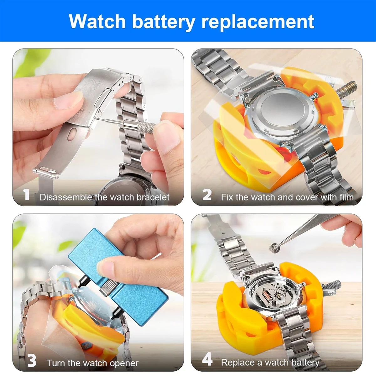 Multifunctional Watch Repair Tool Set - Adjustable Case Back Opener & Holder