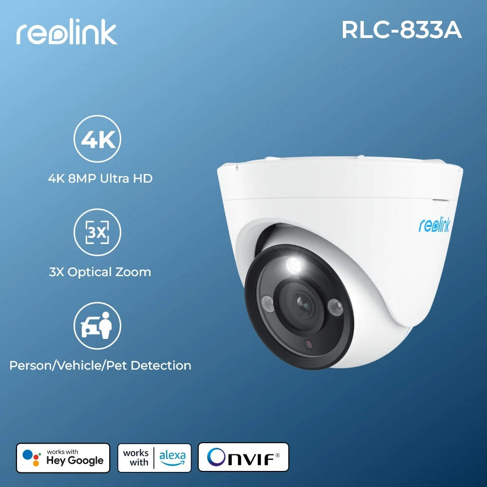 Reolink 4K PoE Câmera de Segurança 3X Zoom Ao Ar Livre 8MP IP Cam Inteligente AI Pessoa/Carro/Pet Detecção Home Protection Câmeras de Vigilância