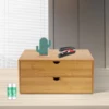Office Minimalist Mini Bamboo Drawer Style Desktop Storage Box, Home Cosmetics Storage Box, No Assembly Required 2