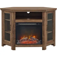 Alcott Classic Glass Door Fireplace Corner TV Stand for TVs Up to 55 Inches 48 Inch Stove Espresso Freight Free Stoves Heating 1
