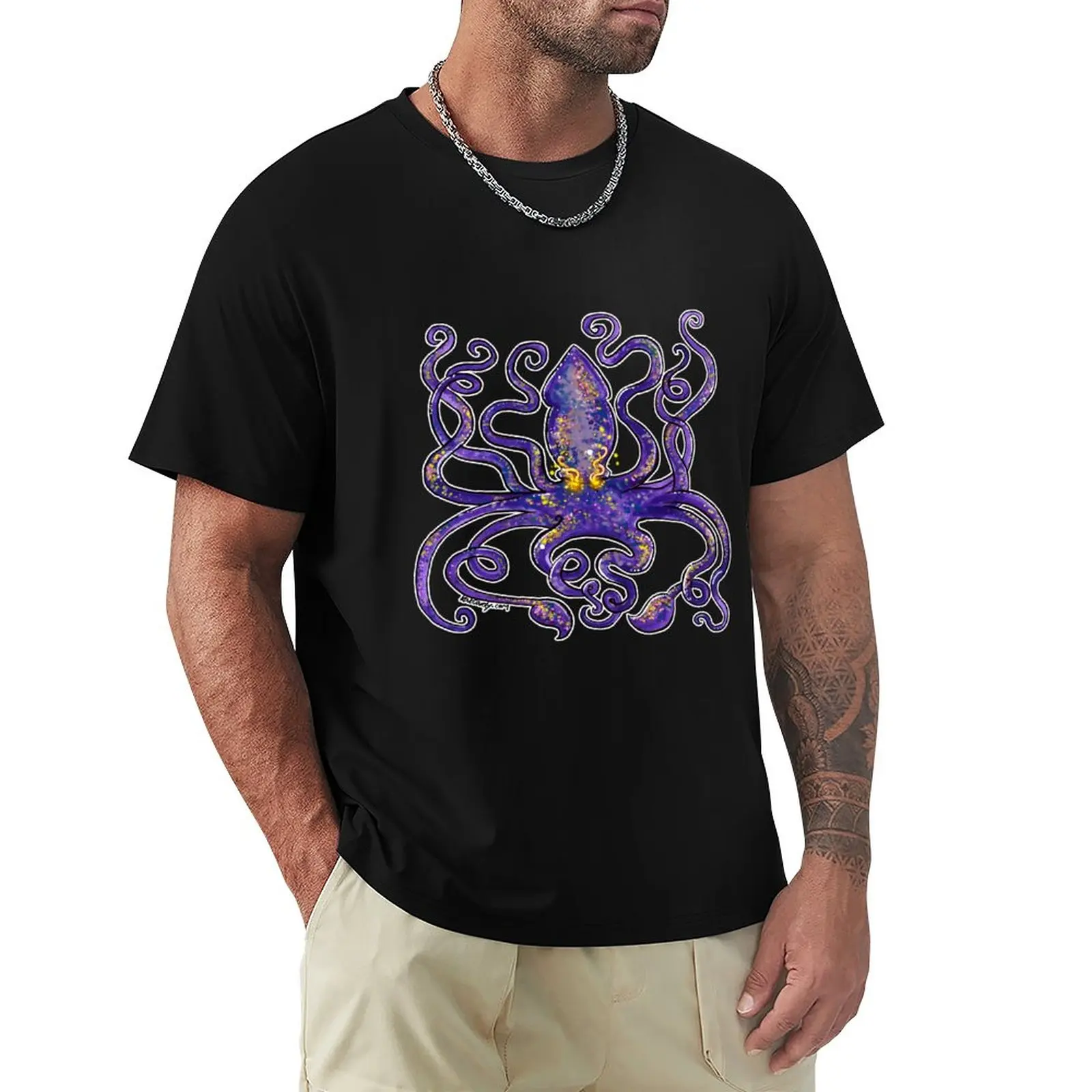 Evil Squid - Kraken - Giant Squid - No Background T-Shirt Plain Vintage New Edition T-Shirt Da Uomo