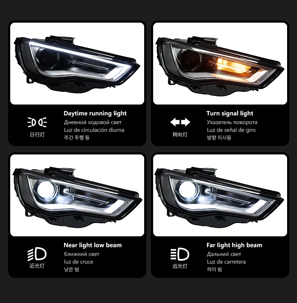 Auto Parts Headlights For Audi A3 8V 2013-2016 S3 RS3 latest Styling LED Daytime Lights Dual Projector Car Accesorios Modified