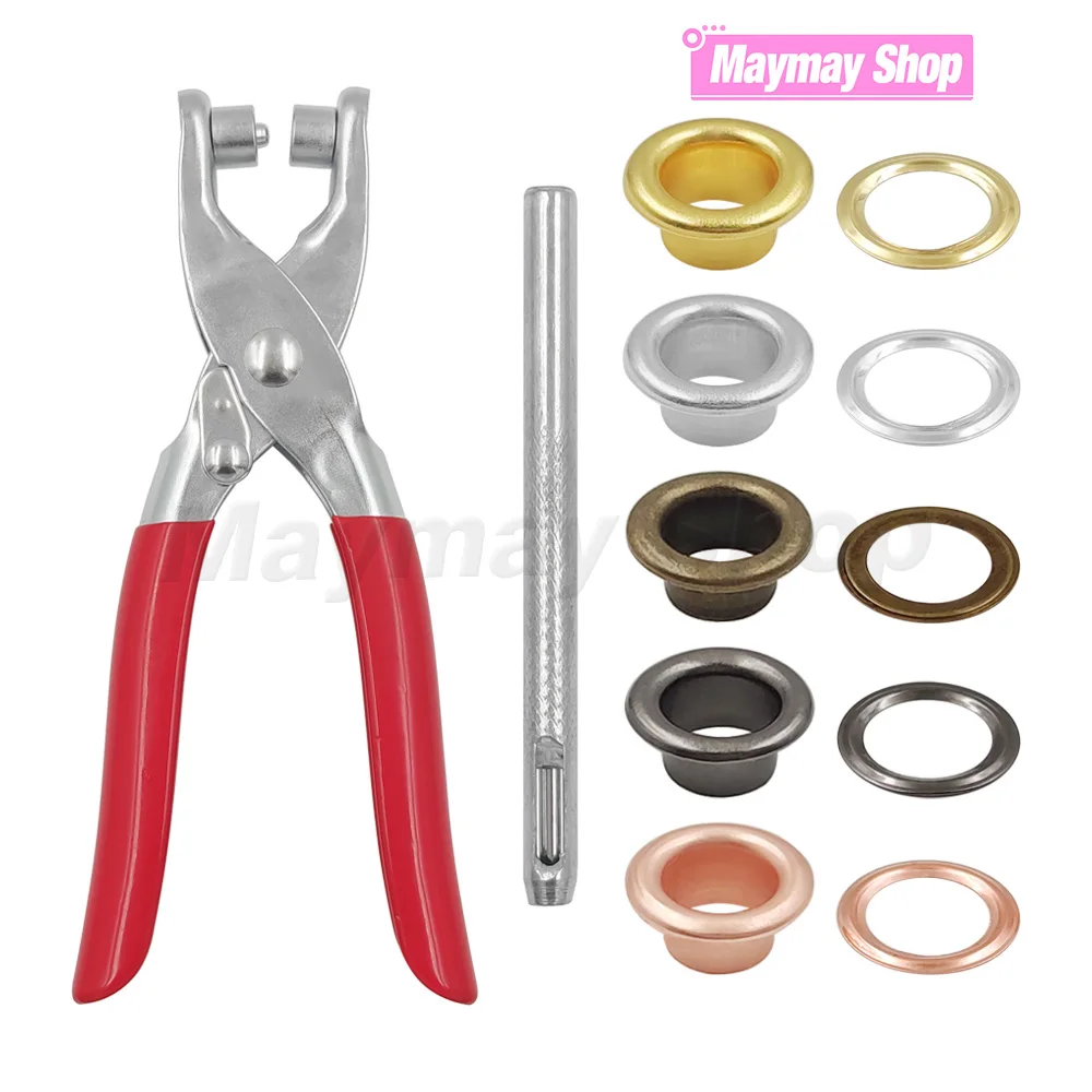 1 Set Grommet Eyelet Plier Set Eyelet Hole Punch Pliers Kit With 100sets 4mm Metal Eyelets Grommet Tool Kit For Leather Craft Eyelet Punch Tool Set Grommet Eyelet Kit Grommet Punch Tool Grommet Tool Kit Grommet Tool