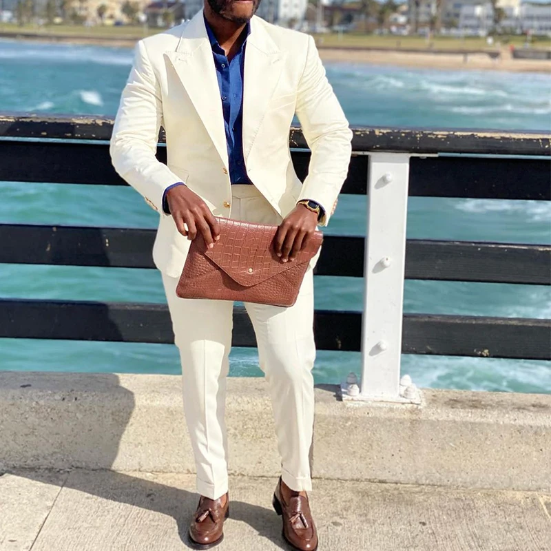 2024 Suit for Men 2 Piece Peaked Lapel Single  Prom Wedding Suit for Man Costume Mariage Homme Coat Pant Codtume Homme Mariage