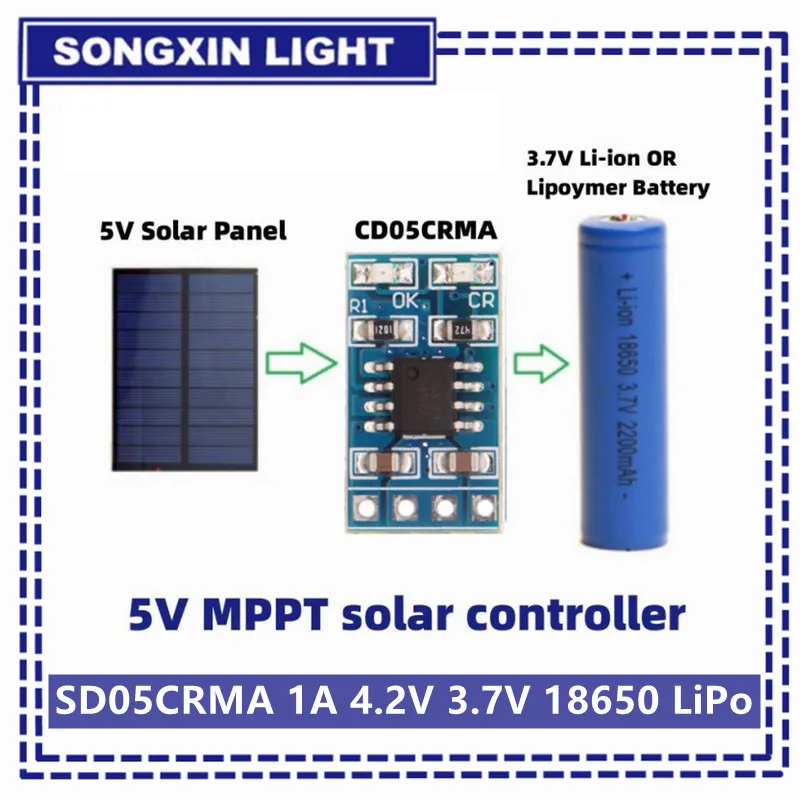 Module Chargeur Solaire MPPT 1A - 4.2V Pour Batterie Li-ion/LiPo | Tension Entrée 4.4-6V, Sans Broches - 9