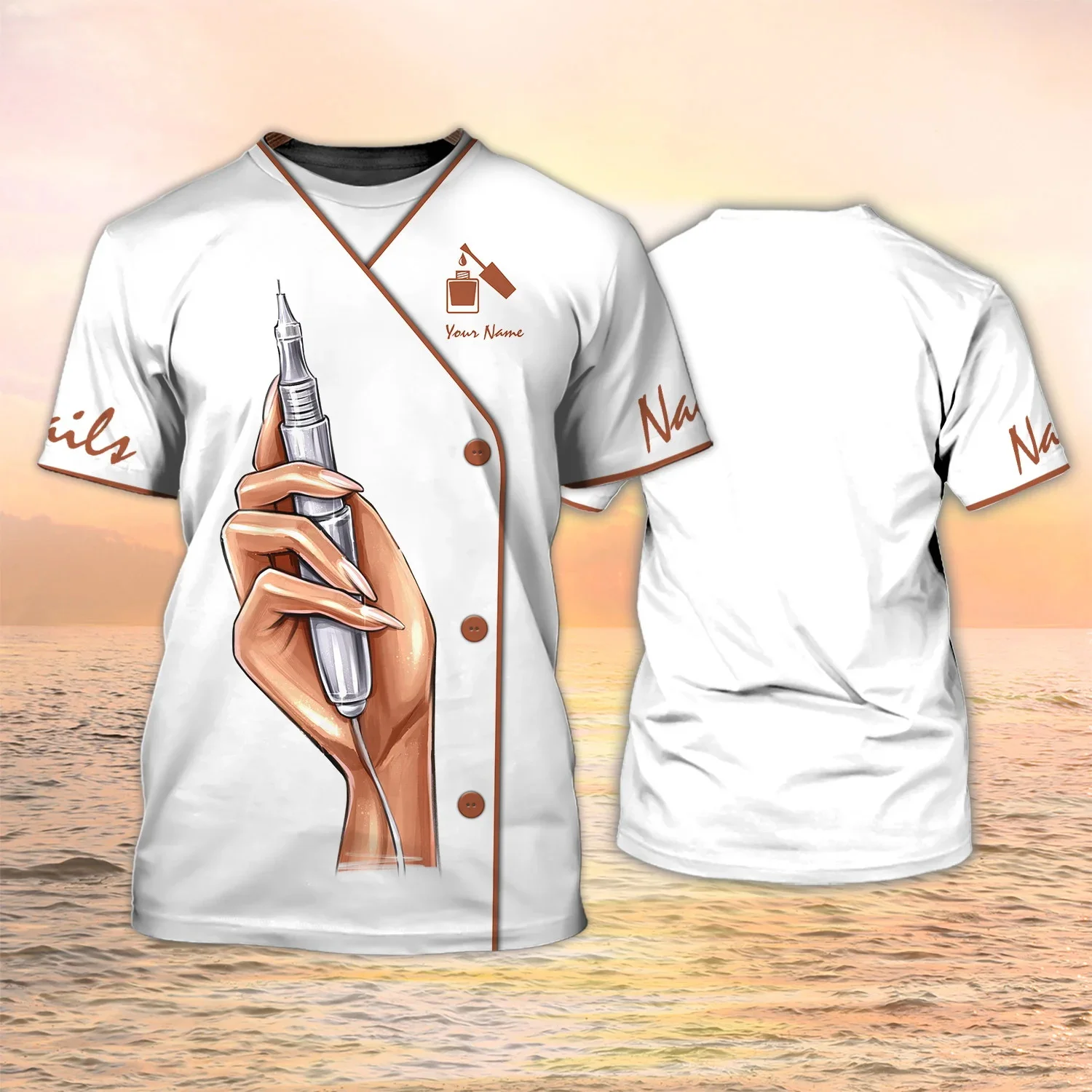 Neueste Sommer männer T-shirt Nagel Techniker Personalisierte Name 3D Gedruckt t-shirt Unisex Casual Tops Manikürist Geschenk DW158 – Detail 28