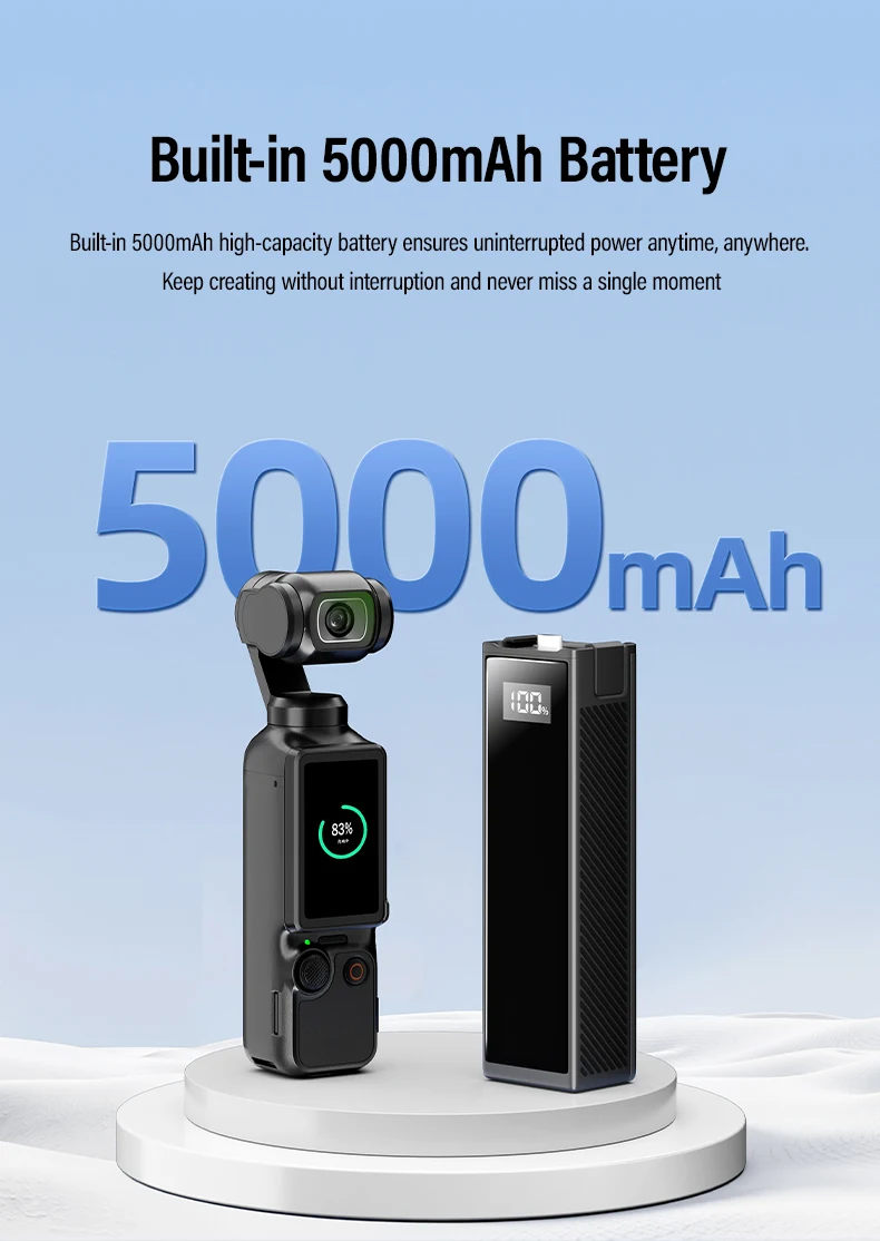 2In1 Upgrade 5000mAh Battery Handle for DJI Osmo Pocket 3 and Cell Phones Portab