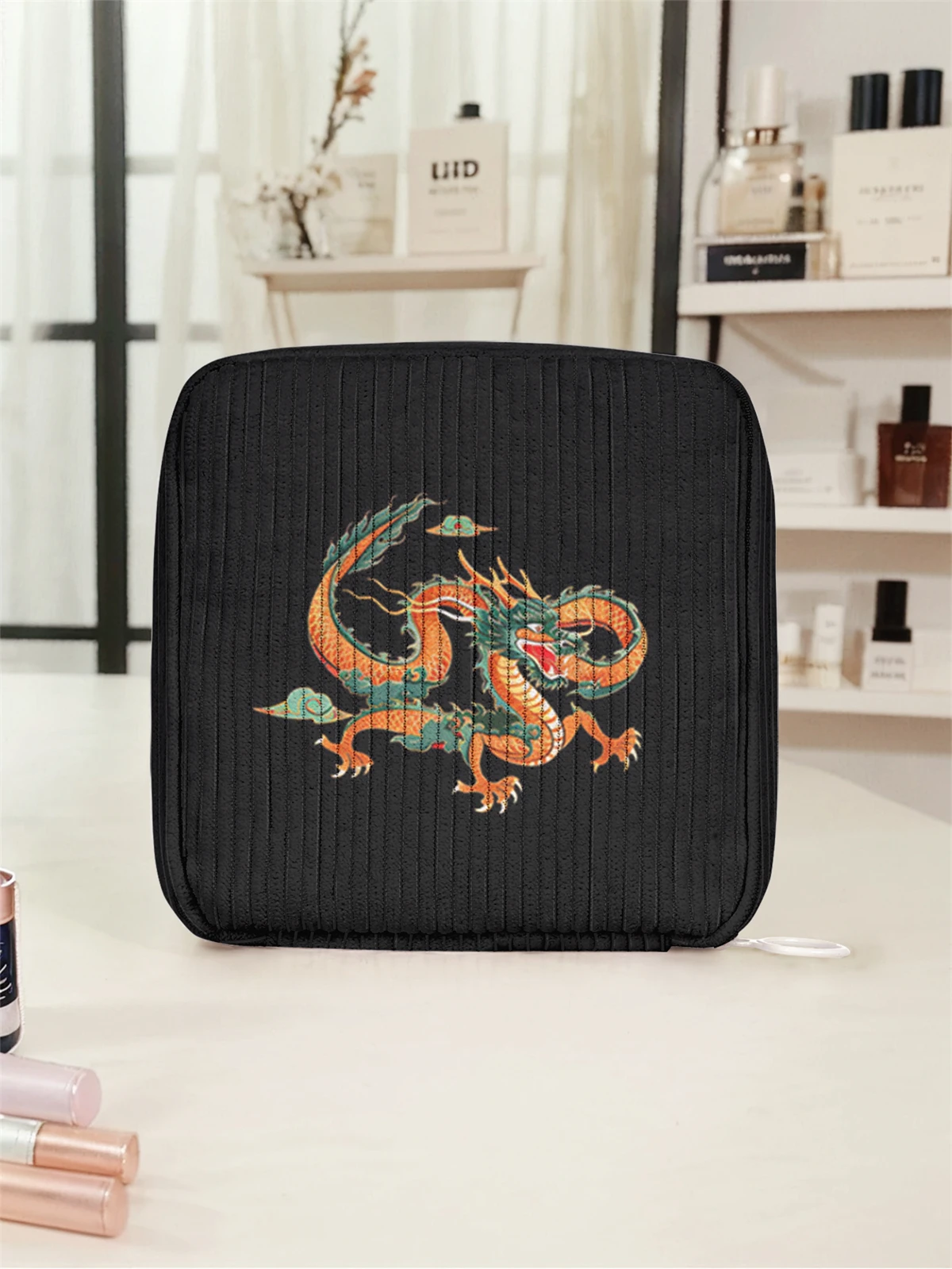 Dragon pattern printed sanitary napkin storage bag, women's lightweight tissue bag, sanitary tissue bag