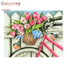 

GATYZTORY 60x75cm DIY Oil Painting By Numbers On Canvas Frameless Paint By Numbers Bicycle Rose Digital Painting Home Decor
