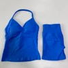 No Logo 2Pcs Gym Set Women Backless Tank Tops High Waist Scrunch Seamless Shorts Gym Suit Fitness Clothes Activewear Workout Set 6