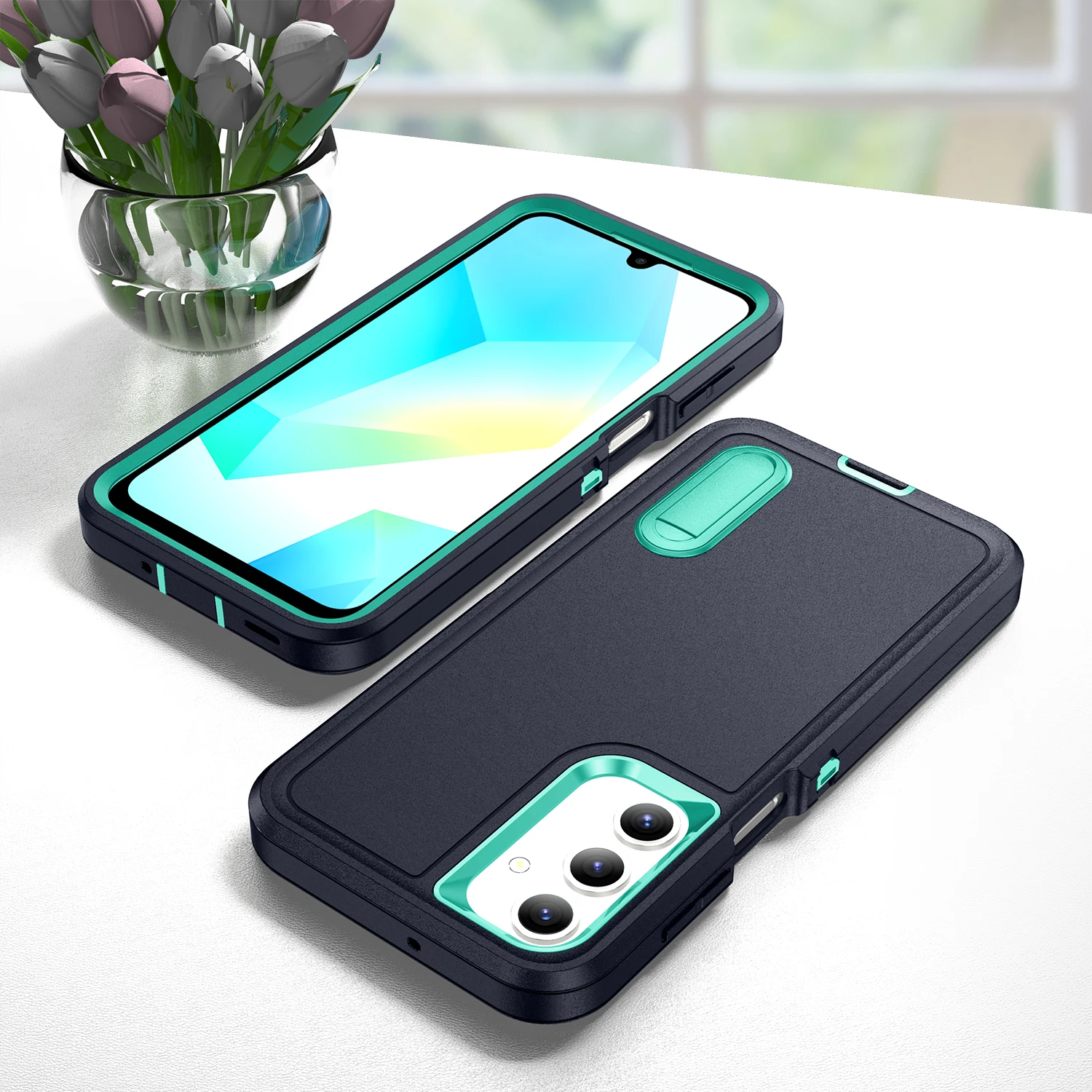 Rugged Military Hard Case with Kickstand - Premium Protection Back Cover