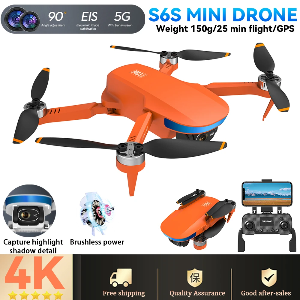 FPV 브러시리스 모터 접이식 쿼드콥터 드론, S6S T1 미니 드론, 4K 전문 ESC 듀얼 카메라, GPS 원격 제어, EIS 5G 와이파이