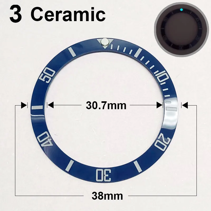 Ceramic Sloping Super Luminous Watch Bezel Insert in Various Colors