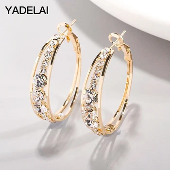 Exquisite Creative Hollowed Gold Geometric Circular Luxury Zircon Earrings Women Gold Earrings Wedding Engagement Jewelry Gift 1