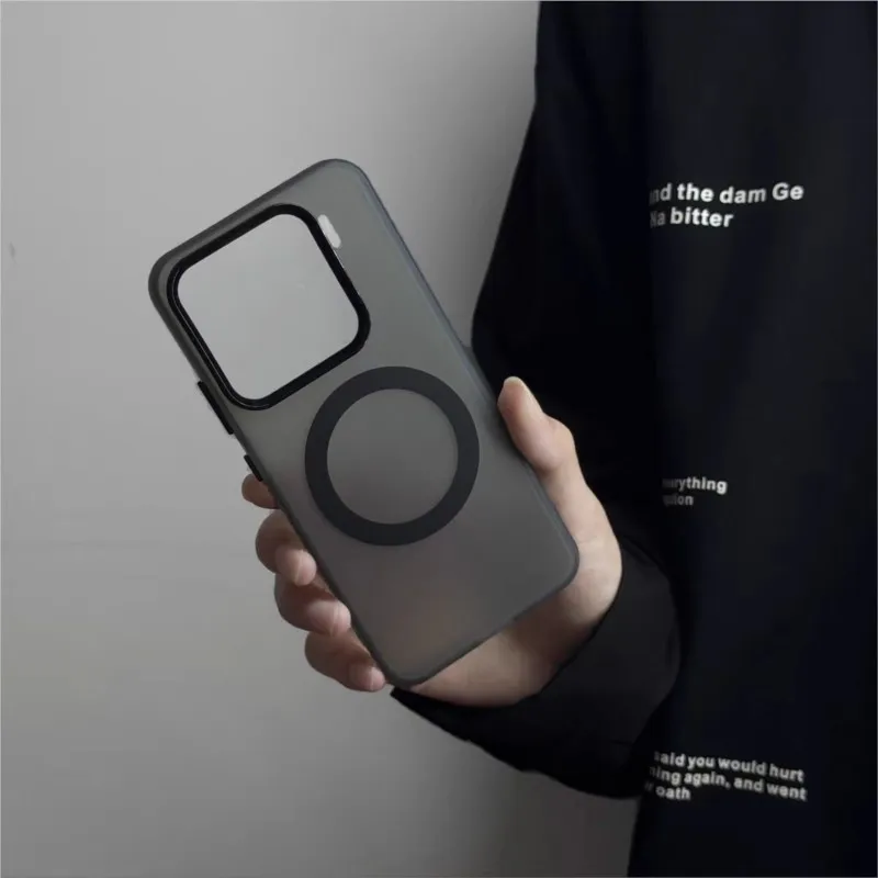 Matte Magnetic Wireless Charging Transparent Phone Case - Frosted Shockproof Design