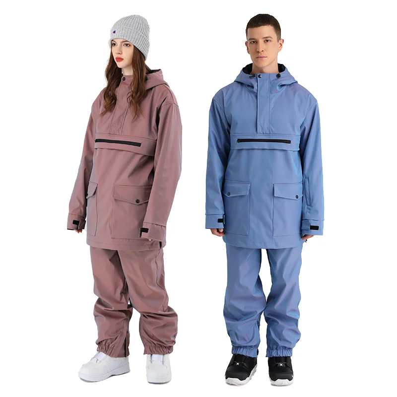 

Ski Suit Men Women Winter Snow Overalls Warm Windproof Waterproof Reflective Ski Hoodie Jacket Pants Set Ski Snowboarding Suit