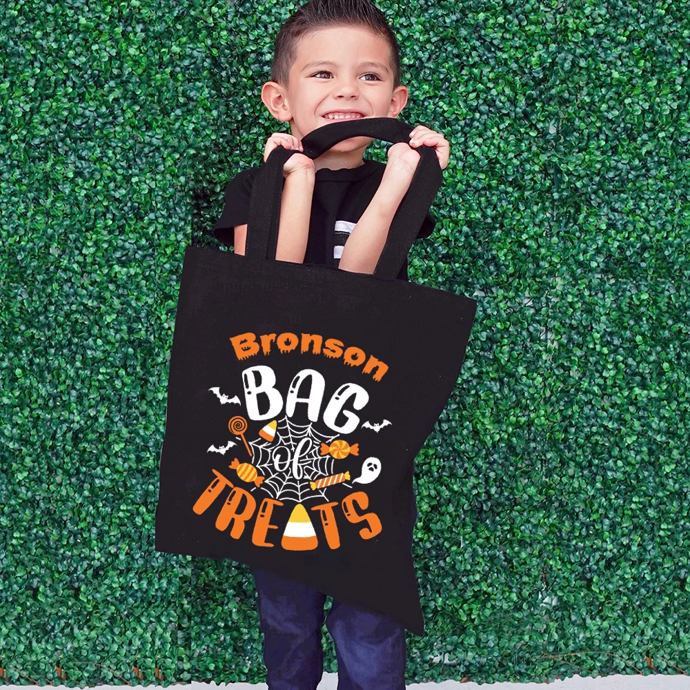 

Kids Halloween Train Trick or Treat Bag Boys Girls Candy Bags Personalized Name Candy Collector Bag of Treats Halloween Gifts