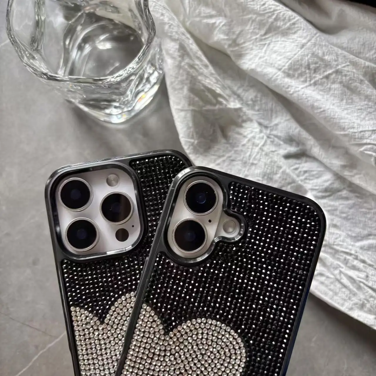 Luxury Full Diamond Heart Pattern Sparkle Soft Phone Case Cover