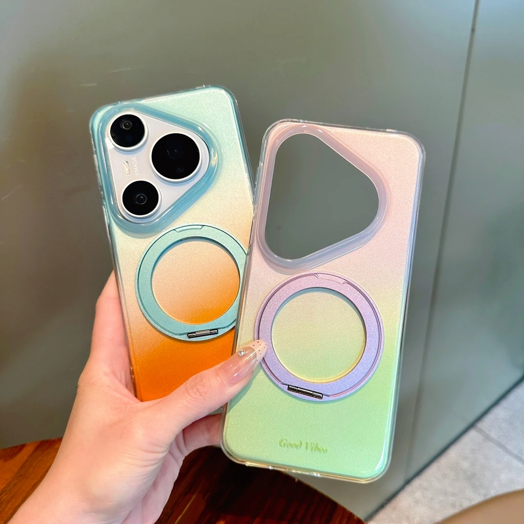 Summer Dopamine Gradient Transparent Border 360° Rotating Stand Phone Case