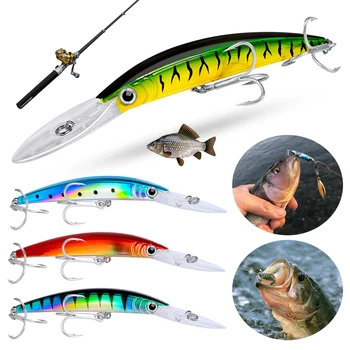 17cm 27g Minnow Plastic Hard Baits 3D Eyes Fishing Bait Artificial Bait Fishing Accessory 1