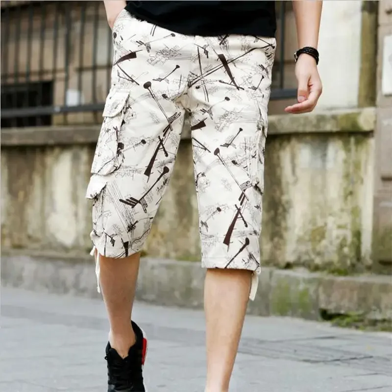 thumbnail image 1 of Pantalones cortos cargo para hombre, holgados, anchos, con botones, para hombre, con múltiples bolsillos, nuevos, de algodón, ropa pesada, pantalones cortos, cómodos, Y2k, 1 of 5