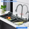 Stainless Steel Kitchen Sink Digital Display Large Kitchen Sink Faucet Set With Soap Dispenser Cup Washer 3