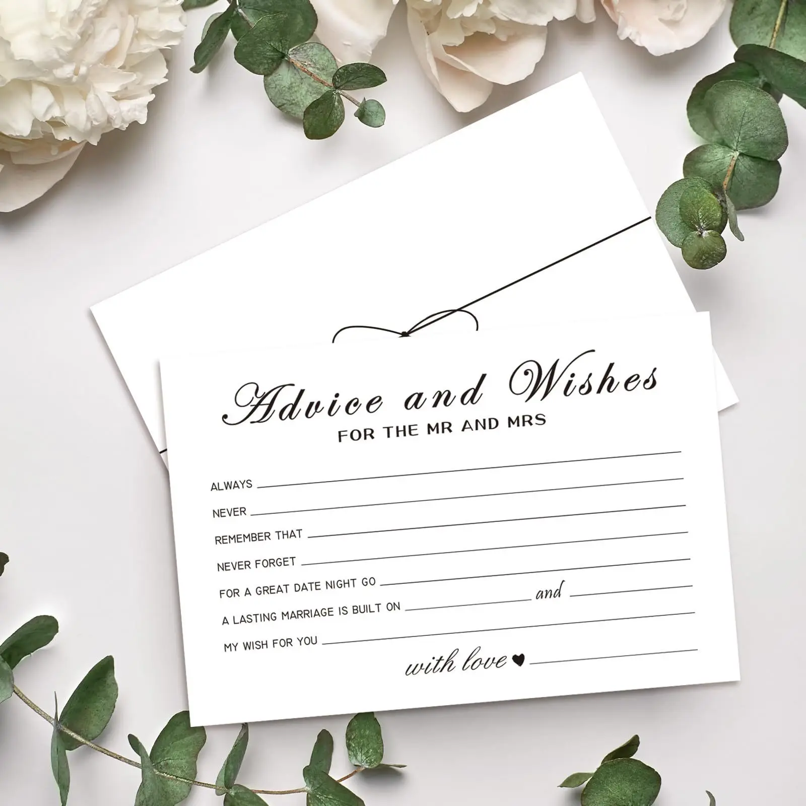 Greeting Cards Wedding Invitations Wedding Table Cards Wedding Name Cards Wedding Favor Tags Wedding Scratch Cards 50Pcs Advice Cards Note Marriage Advice Reception Decor Wedding Well Wishes Cards Bride and Groom Newlyweds Bridal Shower