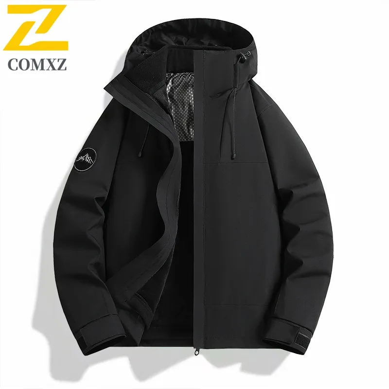 COMXZ Scratch Resistant Coat Lightweight Warm Hooded Outdoor Camping Work Chaqueta Hiking Windproof  Men's Windbreaker Jackets
