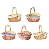 Woven Wicker Basket Picnic Camping Storage Basket Breadfruit Food Breakfast Flower Display Box Kitchen Organizer Home Decor 6
