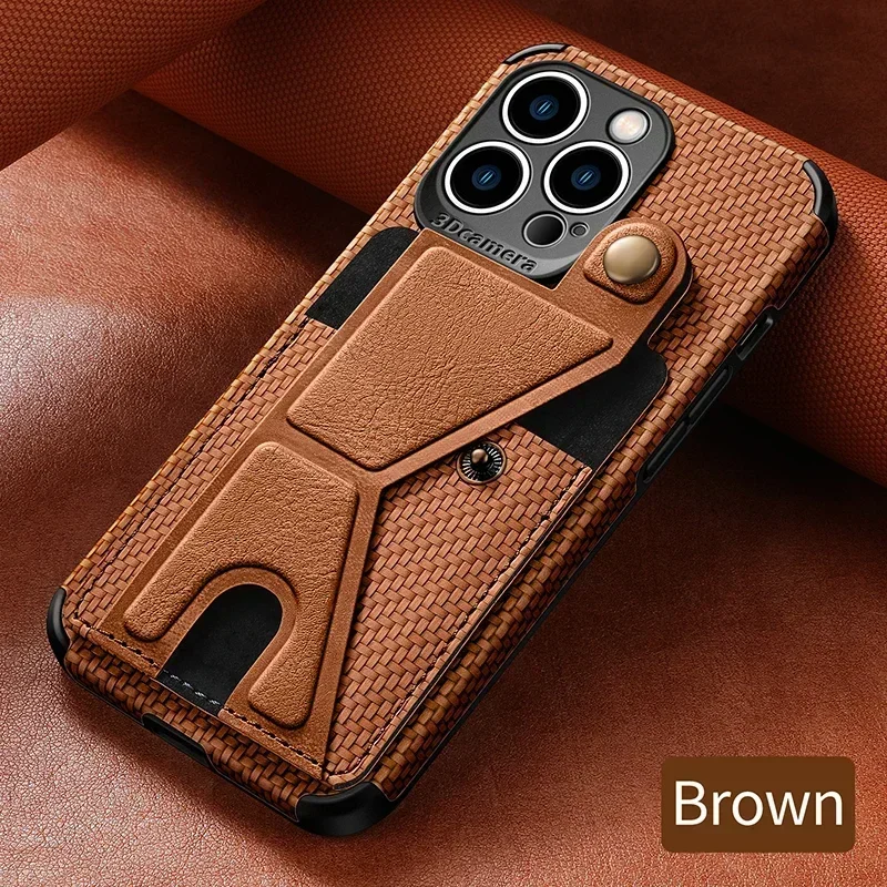 Carbon Fiber Leather Phone Case with Card Holder