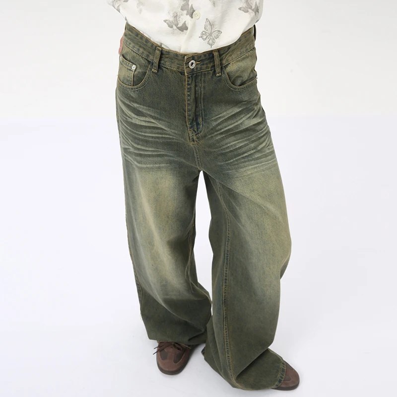 IEFB Fashion Loose Men's Straight Denim Pants American Style Casual Worn-out Design Wide Leg Jeans Summer New Trend 9C6256 6