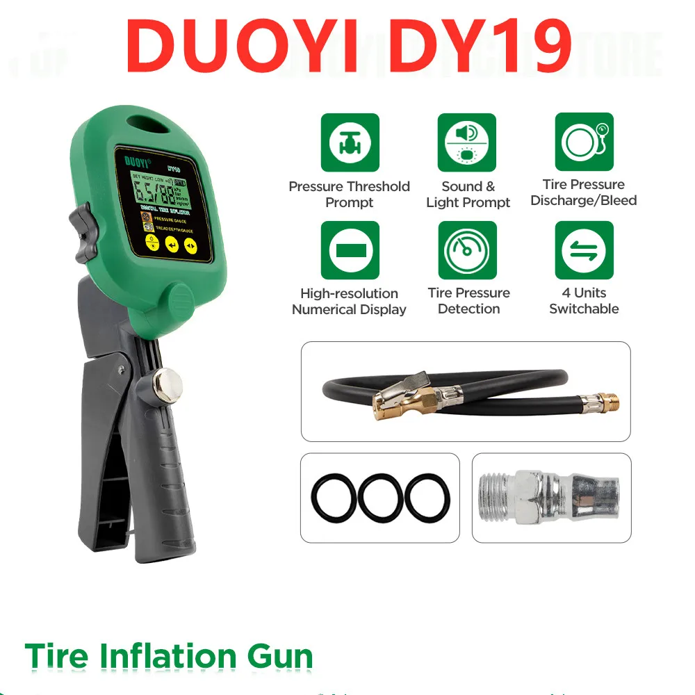 

DUOYI DY19 Digital Inflator Pump Portable Mini Deflate Pump Air Compressor Tire Pressure Detection For Car Bike Motorcycle A+++