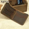 xgnvpy Fashion Genuine Leather Men's Wallet Retro Handcrafted Purse Durable Real Leather Coin Holder for Gentlemen 2