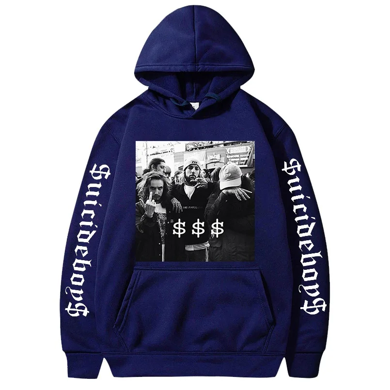 (High quality hoodie)Unisex New Fashion Long Sleeve Suicideboys Printed Hoodies Front Pocket Inside Fleece Pullover Sweater