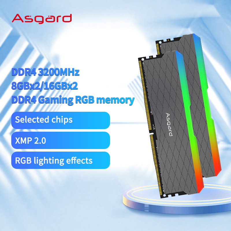 Asgard RGB DDR4 8GBx2 16GBx2 3200MHz 3600MHz Memoria Ram DDR4 RGB 1.35V Dual-channel Overclocking Desktop Memory for PC