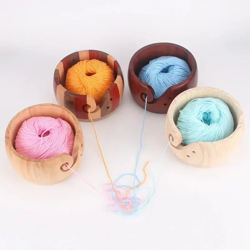 Wooden Yarn Bowl Crochet Organizer Storage Holder Non Slip Eco-friendly New Handmade DIY for Knitting Crochet Skeins