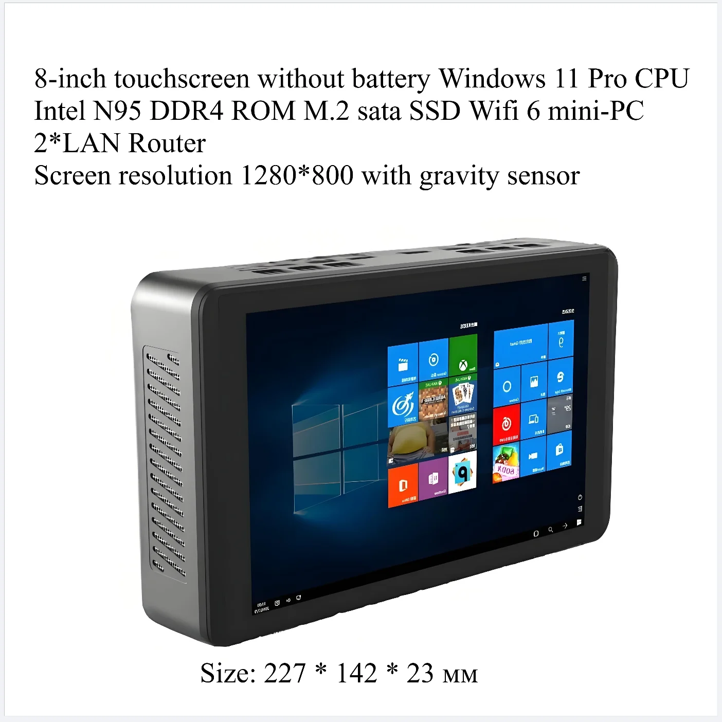 CPU Intel N95 Windows 11 mini pc with 8 inch touch screen DDR4 SSD