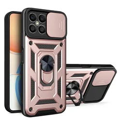 Durable Camera Protection Armor Hybrid Ring Case Cover for Honor X6S 4G (Rose Gold)