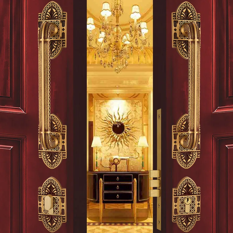 

European Luxury Brass Locks Solid Brass Gate Lock Villa Door Lockset Wood Door Copper Lock Front Door Lock Security Locks
