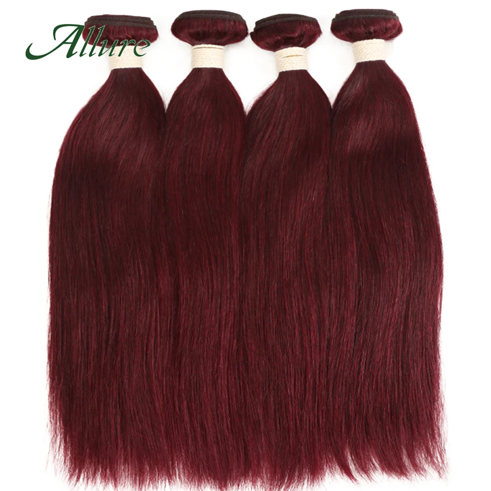99J Straight Human Hair Bundles Wine Red Human Hair Extenstion 12A Remy 1/3 Pcs Straight Bundles Allure
