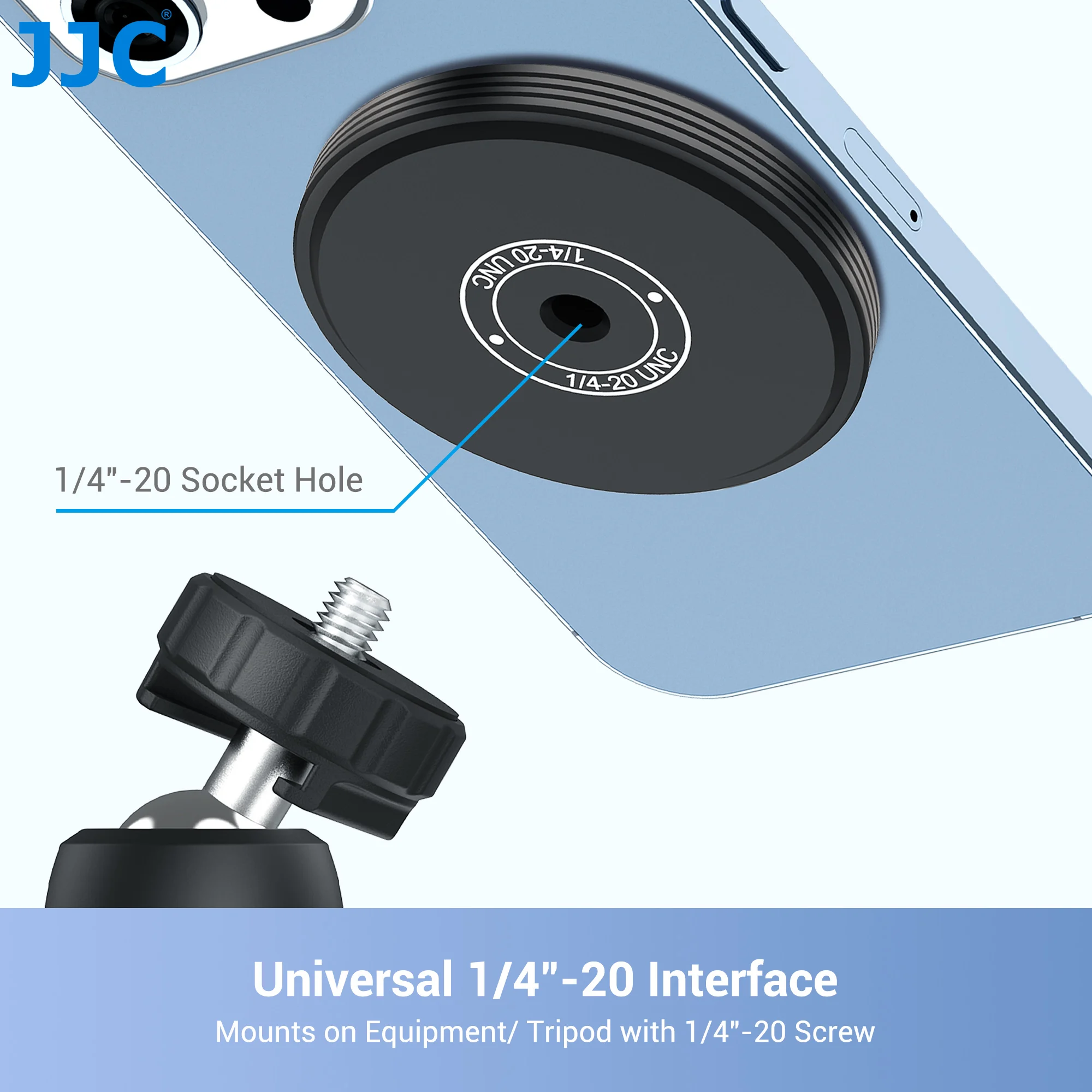 Adaptateur Magnétique Pour Trépied Téléphone - Compatible IPhone MagSafe Et Android - Base Arca-Swiss Rapide, Inclinaison 60° - JJC - 2