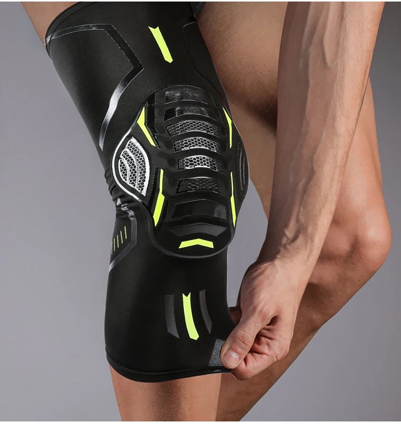 1-teilige Kniebandage mit Patella-Motiv, mittlere Unterstützung, starker Meniskus, Silikon, Kompressionsschutz, Sport-Knieschoner, Laufkorb – Detail 7