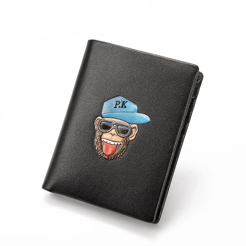 2022 new trendy brand wallet wallet leather men's authentic short card bag horizontal thin wallet boy's day gift  clutch purse
