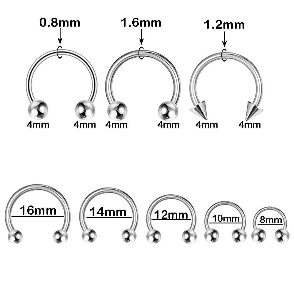 Nose Rings, Piercing Jewelry, Body Piercing Earrings 1/5Pcs Steel 4mm Cone & Ball Septum Piercing Nose Ring, Ear Cartilage Tragus Helix Earrings, Nipple Hoops, Lip Piercing