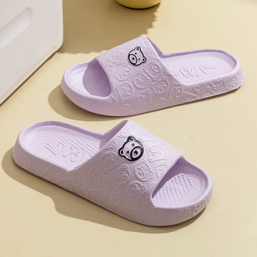 Fashion Women's Slippers Indoor Soft Sole Cartoon Bear Print Slides Bathroom EVA Indoor Men Summer Outdoor Cool Shoes Couple — view 6