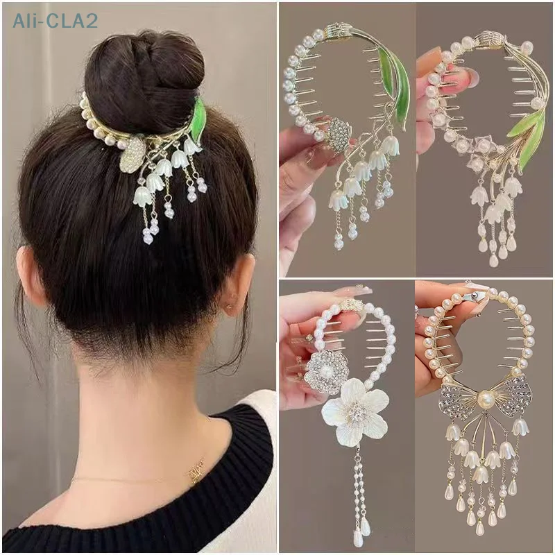 

Ponytail Buckle Pearl Rhinestone Pearl Tassel Shark Clip Hairband Hair Clip Headdres Elegant Hair Claw Pill Head Ponytail Buckle