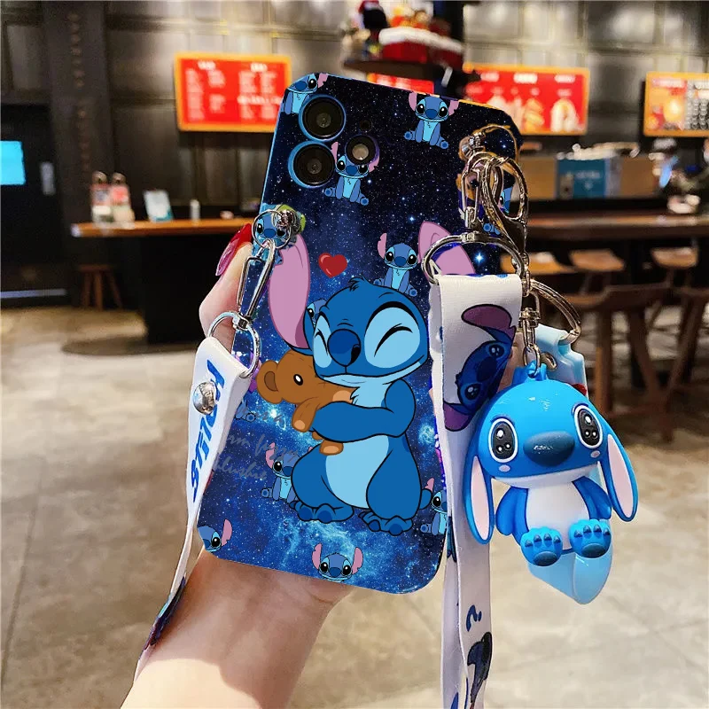 Simpatica Custodia 3D Stitch Blue Angel Cartoon Per Realme 7 7I 8I 7 8 Pro Cover Per Telefono Tpu Con Ciondolo
